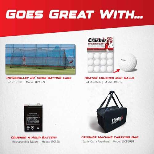 Heater-Sports-Crusher-Pitching-Machine–Pitches-Fastballs-Curveballs-Accurate-Adjustable-Compact-High-Performance-Includes-1-Dozen-White-Mini-Balls-Ideal-for-Baseball-Softball-Training Heater Sports Crusher Pitching Machine–Pitches Fastballs Curveballs Accurate Adjustable Compact High Performance Includes 1 Dozen White Mini Balls Ideal for Baseball Softball Training