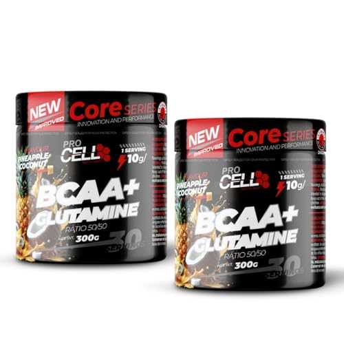 ProCell | PACK x2 UDS | BCAA Glutamina Core - Sabor Piña & Coco, Sin Azúcar - Complejo de Aminoácidos BCAA y Glutamina Ratio 50/50 - Post y Preentreno Recuperador Muscular