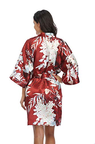 Image of Women's Pure Short Silky Robes Bridesmaid Bride Party Satin Robes Sleepwear
