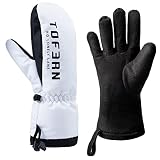 Tofern Ski Gloves for Men Women, Waterproof Snow Gloves with Waist Lashes, Winter Warm Snowboarding
