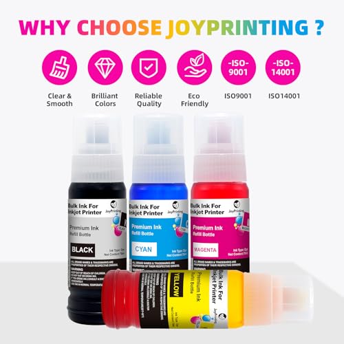 JoyPrinting E104 Tinte Kompatibel für Epson E104 Tintenflasche Multipack für Ecotank ET-2820 ET-2710 ET-2720 ET-2815 ET-2810 ET-2826 ET-1810 ET‑2711 ET-2712 ET-2715 ET-2714 ET-2721 ET2726 Druckertinte