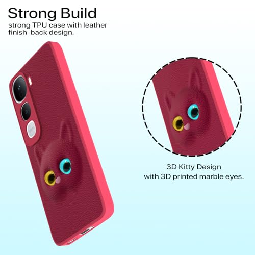 Image of Amazon Basics Back Cover for Vivo Y400 5G | Premium Look | Cute Soft Leather TPU Bumper Case for Girls (Pink)