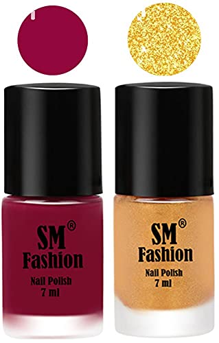 Image of Long Lasting Nail Polish | Nail Paint Combo 7 ml Each) - Set of 2 Cherry Blossom-Light Golden