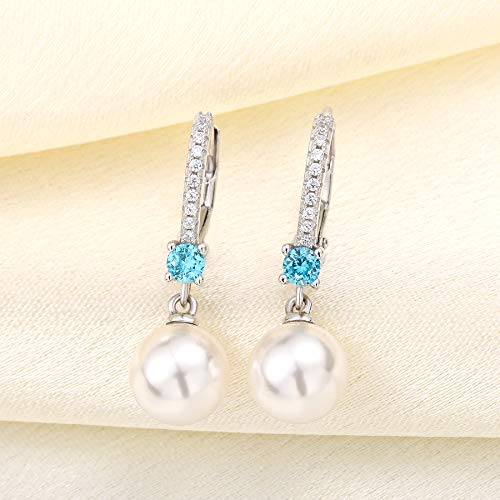 JO WISDOM 925 Sterling Silver Freshwater Pearl Hoop Earrings with Dangle Real Pearl,Simulated Pearls3