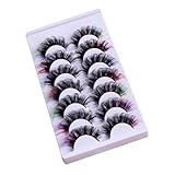 Gatuida 7 Paare Farbige Dichte Gewellte Fake Wimpern Vielseitige Curl Lash Strip Extensions für...