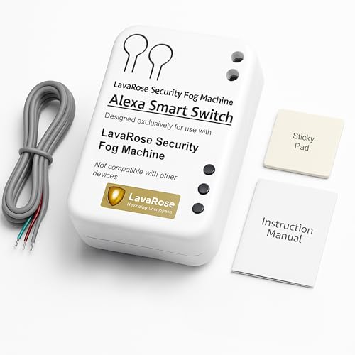 LavaRose Macchina antinebbia antifurto – Generatore di nebbia che blocca la vista per scoraggiare i ladri, nessun residuo, telecomandato tramite app Smart Life o telecomando (modulo Alexa)