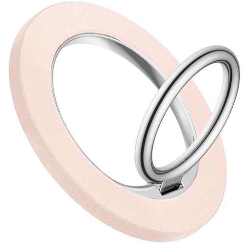GVIEWIN Magnetic Phone Ring Holder, Compatible with MagSafe Phone Stand Finger Grip Adjustable Kickstand for iPhone 15 Pro Max/Plus/14/13/12/Other Smartphones, Mag-Safe Accessories(Rose Gold/Glitter)