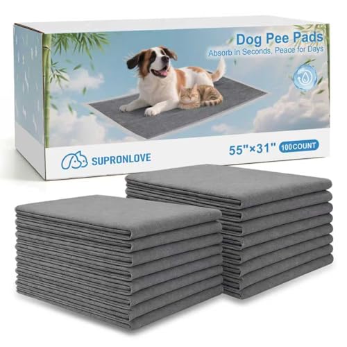 Image of Charcoal Puppy Pads 55 inchx31 inch, Ultra-Large Carbon Pee Pads for Dogs 100Count, Odor-Control Dog Pee Pads, 6-Layer Dog Training Pads, Ultra-Absorbent & Quick-Dry Black Puppy Pads