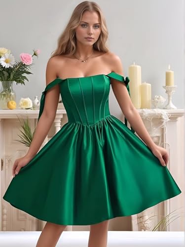Monlity Satin Homecoming Dresses for Teens with Pockets Spaghetti Straps Pleated A Line Prom Dress Short Wedding Dress3