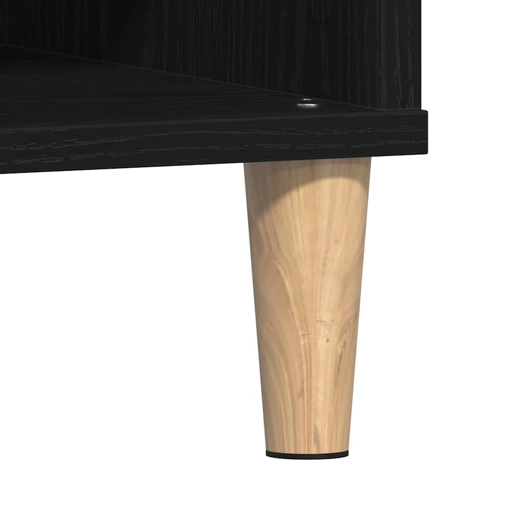 Mesa de centro de roble negro 60 x 60 x 30 cm, madera de ingeniería, 2 estantes, 75 kg, mini mesa de salón
