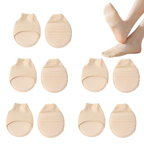 NOPKESV Calcetines Invisibles para Dedos (5 Pares), Transpirables y Antideslizantes, Almohadilla Metatarsal de Tela Suave, Plantillas para Tacones Altos, Ampollas, Rozaduras y Dolor en el Antepié