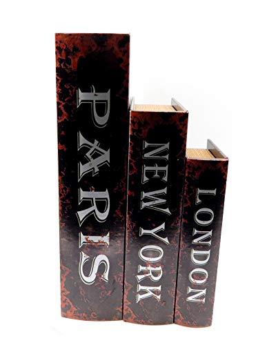 Bellaa Decorative Faux Book Box Hidden Storage Secret Memory Keepsake Jewelry Trinket Cash Wedding Gift Wood Pu Leather Magnetic Cover Set Of 3 #TOP6