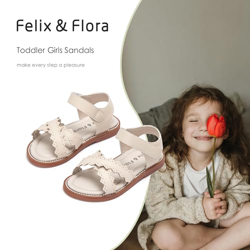 Image of Felix & Flora Toddler Girl Sandals - Little Girl Easter Dress Shoes Lightweight Open Toe Beach Holiday Flats