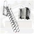 Extra-Wide Retractable Loft Access Ladder, Concertina Design, Wall Mounted Telescoping Attic Stairs with 2 Armrests, 300kg Capacity for Home, Garage, and Storage (13 Steps)