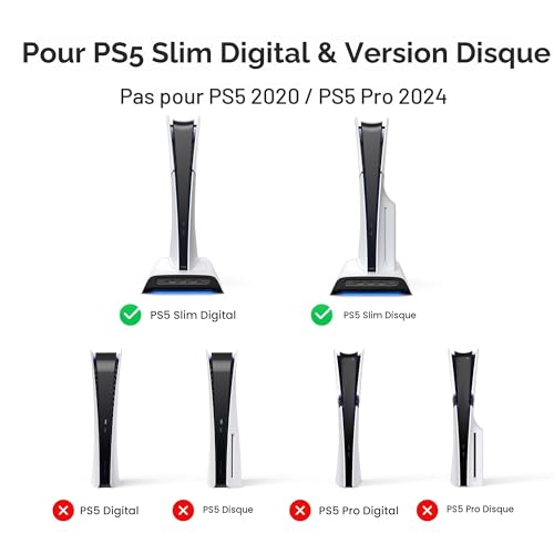 Support de refroidissement et station de charge PS5 Slim avec ventilateur réglable - 2
