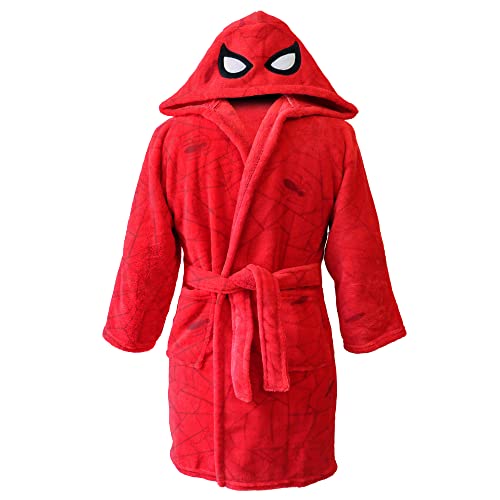 Spiderman Mask Robe de Chambre Garçon 2-4 Ans | Oeko-tex | Peignoir Enfant Garçon en Polaire Douce | Rouge