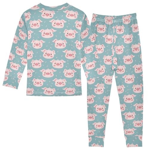 ALAZA Hippopotamus Leaf 2 Piece Pajama Set Long Sleeve Top and Pants Sleepwear Unisex2
