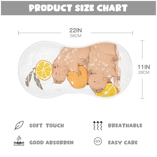 Bolaz Baby Burp Cloths 2 Pack,Capybara Orange,Feeding Cloths Face Towel Super Absorbent Soft Cotton Burping Rags Feeding Bibs3