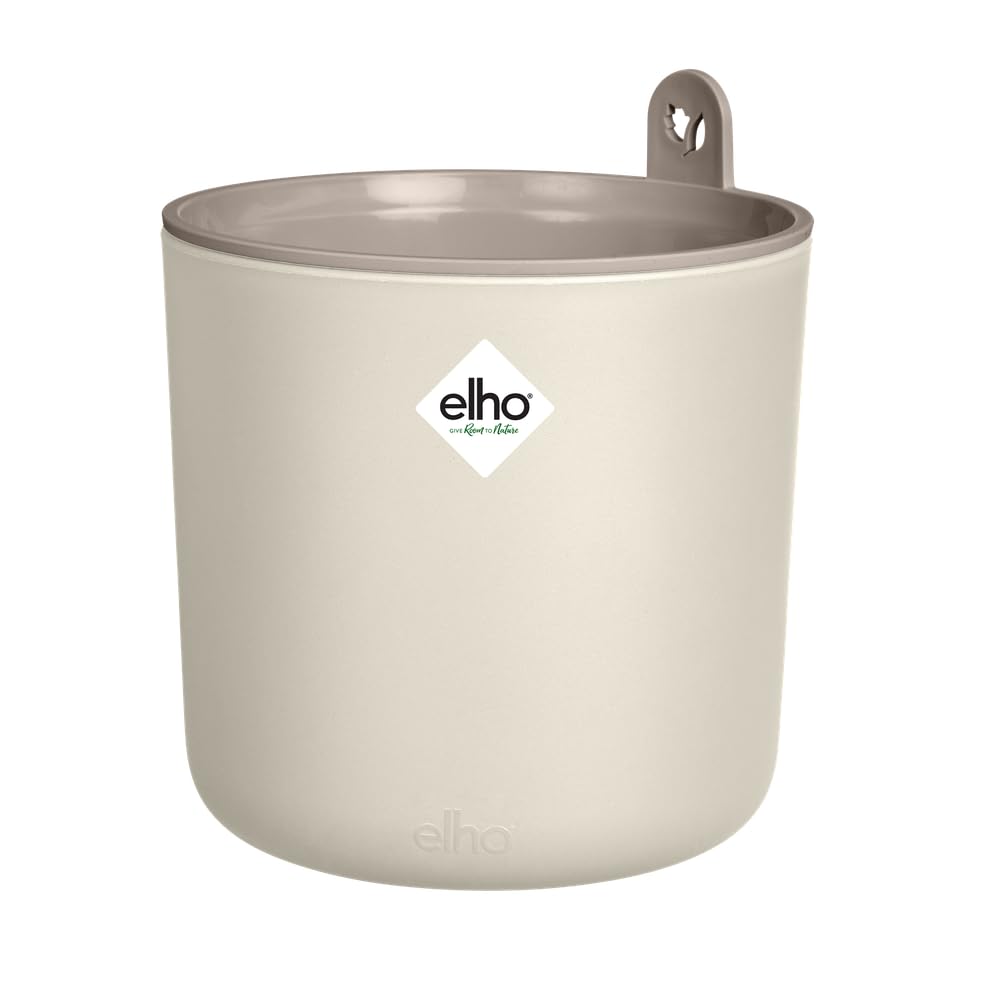 elho Happy Herbs 15 - Herb Planter with Water Reservoir - Flower Pot of 100% Recycled Plastic - Γ 24.5 x H 23.1 cm - White/Linen White