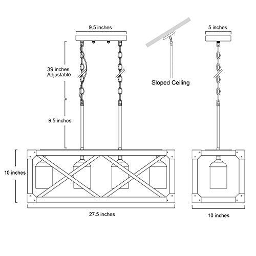 Lnc RECTANGULAR CHANDELIER With Frosted Glass Globes thumb #3