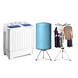 Giantex 17.6lbs Portable Washing Machine, 900W Clothes Dryer, Electric Laundry Dryer and Heater, Washer & Spinner Combo with Ventless Heating Stand for Apartment Travel RV