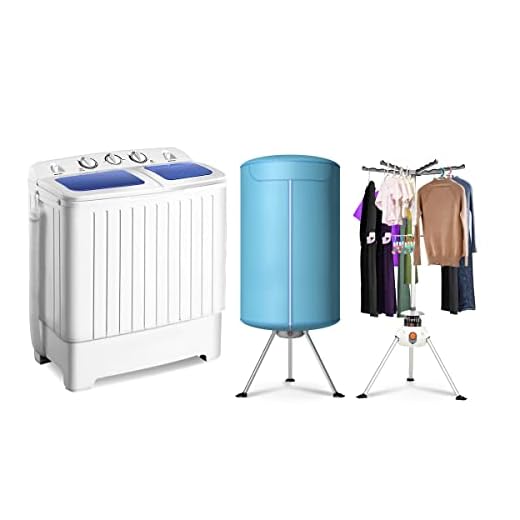 Giantex 17.6lbs Portable Washing Machine, 900W Clothes Dryer, Electric Laundry Dryer and Heater, Washer & Spinner Combo with Ventless Heating Stand for Apartment Travel RV