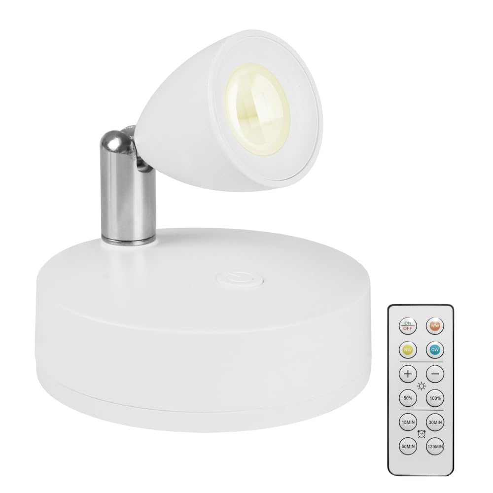 MiOYOOW Indoor Spotlight, Cordless Floor Up Lights Stick on Accent Lamp with Adjustable Light for Wall Art Display Painting Artwork Decor