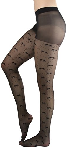 Image of ToBeInStyle Women's Ribbon Bow Twist Tie Opaque Sheer Hosiery Tights