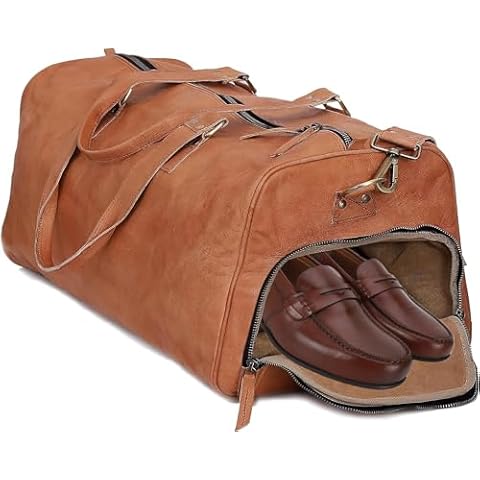 VC VINTAGE COUTURE Vintage Leather Duffle Bag for Travel or the Gym, Overnight Duffel Bag for Men and Women - Brown (VC031) Cover