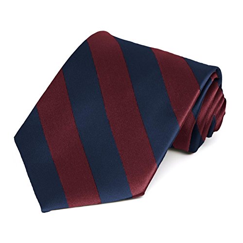 tiemart Striped Tie (Maroon and Navy)