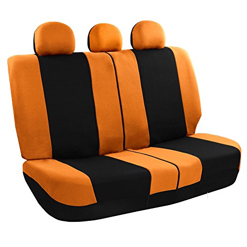 Image of FH Group Car Seat Covers Rear Set Cloth - Universal Fit Automotive Seat Covers, Low Back Front Seat Covers, Solid Back Seat Cover, Washable Car Seat Cover for SUV, Sedan and Van Orange