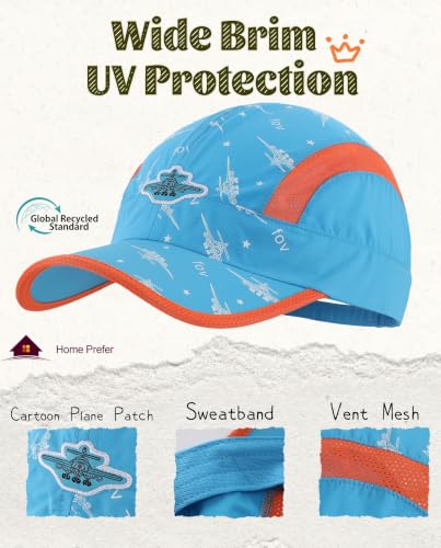 Image of Home Prefer Kids Lightweight Quick Drying Sun Hat Airy Mesh UV Protection Caps Boys Girls UPF50 Baseball Caps Run Beach Water