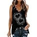 Generic Frauen Sommer ärmelloses Herz gedruckt V-Ausschnitt Spitze Tanktops lässige Weste Tops Damen Frühling
