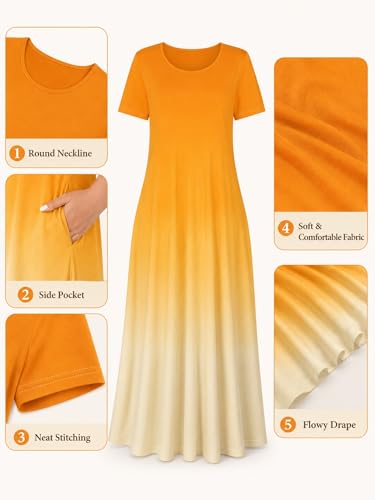 Image of PinkPatty Women's Plus Size Maxi Dresses Short Sleeve Sundress Summer T-Shirt Beach Long Dress with Pockets