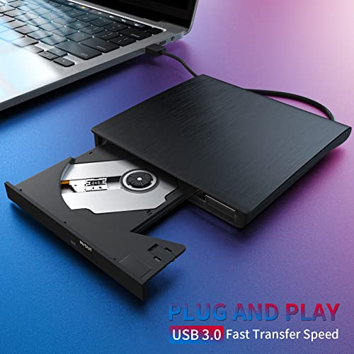 External Cd/Dvd Drive For Laptop, Usb 3.0 Cd Burner Portable Cd/Dvd Optical Drive Player Reader Writer, Compatible With Laptop Desktop Pc Macbook Mac Windows Linux Os (Black) #TOP1