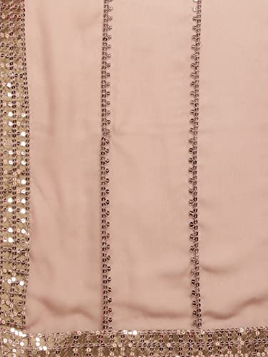 Image of Pratham Blue Women's Sequined Embroidered Georgette Fancy Saree with Blouse Piece