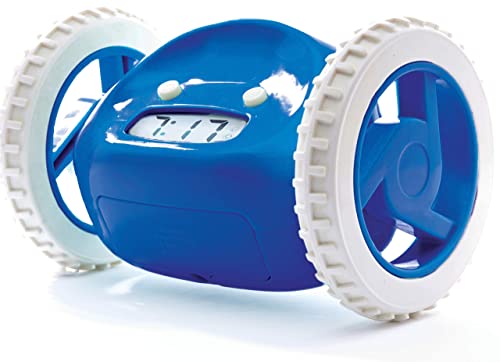 Clocky Alarm Clock On Wheels (Original) | Extra Loud For Heavy Sleeper (Adult Or Kid Bedroom Robot Clockie) Funny, Rolling, Run-Away, Moving, Jumping (Navy) #TOP6