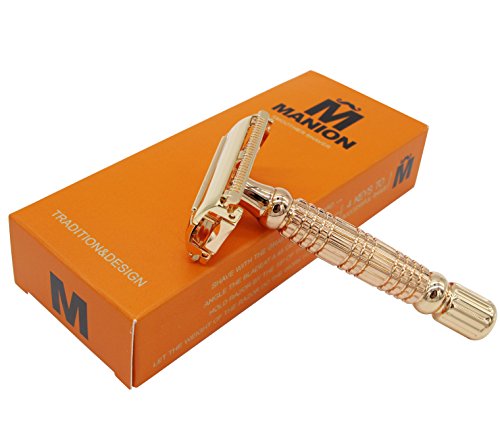 MANION M1 Gold Color Twist To Open Double Edge Safety Razor Men's Shaver Butterfly Open Design