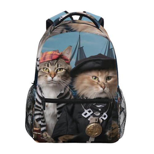 Sac à dos ordi 16 pouces chat pirate contre la pluie avec compartiments