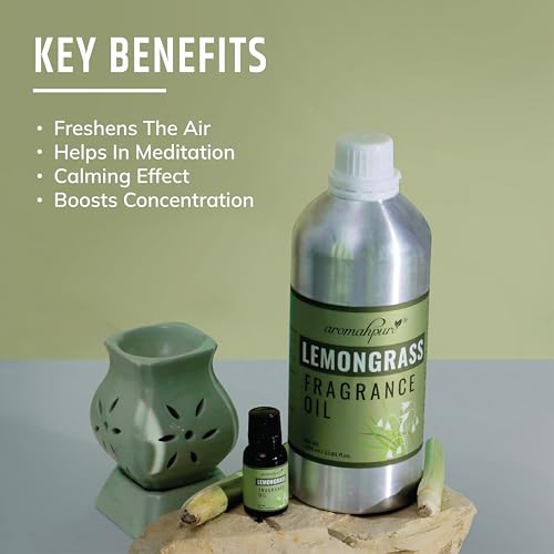 Image of Aromahpure Lemongrass Aroma Oil | 1 Liter Undiluted & Natural | Long-Lasting Scent for Aromatherapy, Candle & Soap Making, Diffusers, Room Freshener, Humidifier, Bathroom Revitalizer & Home Essentials
