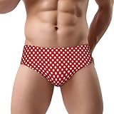 Buewutiry Mens Underwear - Red Polka Dot Stretch Breathable Classic Fit Men's Bikini Underwear Briefs