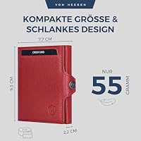 VON HEESEN Slim Wallet mit Münzfach & RFID-Schutz - Mini Geldbörse Herren & Damen - Kartenetui Geldklammer Kreditkartenetui - Portmonee Geldbeutel Portemonnaie klein (Rot) – Ansicht 6