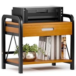 Optyuwah 2 Tier Druckerständer, Drucker Stand mit Schublade Lagerung, Schreibtisch Organizer, Druckerhalter, Drucker Regal, Druckertisch für Büro, Zuhause, Schule, Fax, Kopierer, Scanner