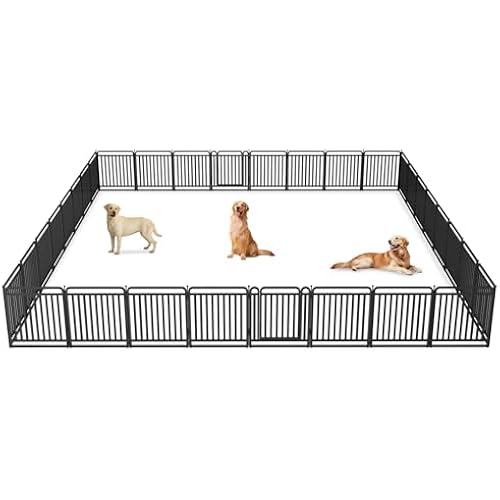 New Thickened Version Dog Playpen, 32 Inch Dog Fences for Yard, Portable Outdoor Dog Playpen for Large/Medium/Small Dogs, Foldable Metal Dog playpen, with Doors (32 Panels, 32 Inch)