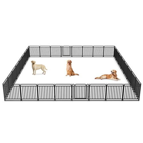 Image of New Thickened Version Dog Playpen, 32 Inch Dog Fences for Yard, Portable Outdoor Dog Playpen for Large /Medium /Small Dogs, Foldable Metal Dog playpen, with Doors (32 Panels, 32 Inch)