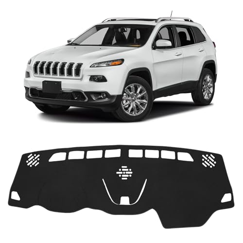 FIILINES Dash Cover for 2014-2023 Jeep Cherokee, Dashboard Mat Accessories Dash Cover Sunshade Nonslip Mesh Protector No Glare Black