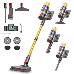 Aodebiao V16 Aspirateur Balai sans Fil 55Kpa/600W/80Mins, Aspirateur sans Fil Puissant, Écrans Tactiles LED, Mode Automatique, Brosse Anti-Emmêlement pour Tapis, Sols Durs et Poils d'animaux