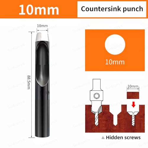 Image of Sunkizzrs 12-Pcs Countersink Drill Bit Set for Woodworking-10mm Aperture -5 /16 inchRound Shank with Extra Pilot Drill Bit & 10mm Dia Hole Punching Tool & Adjustable Depth Stop Collar (2.8 /3 /3.2 /3.5 /4mm)