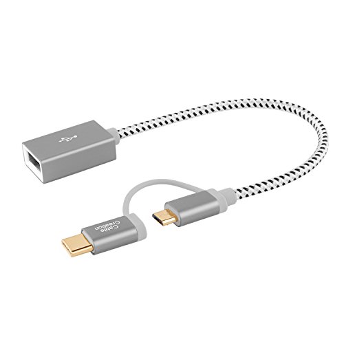 CableCreation Micro USB + USB C to USB 2.0 Female Adapter Cable, 0.6ft