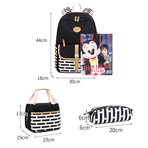 Kids School Bag For Girls Backpacks With Lunch Bag Causal Canvas Bookbag For Teen #TOP1